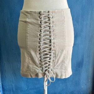 Cotton H&M Beige Lace-Up Cotton Mini Skirt